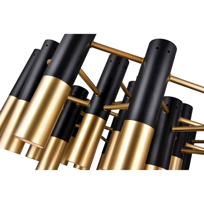 CWI Anem 19 Light Down Chandelier, Matte Black/Satin Gold