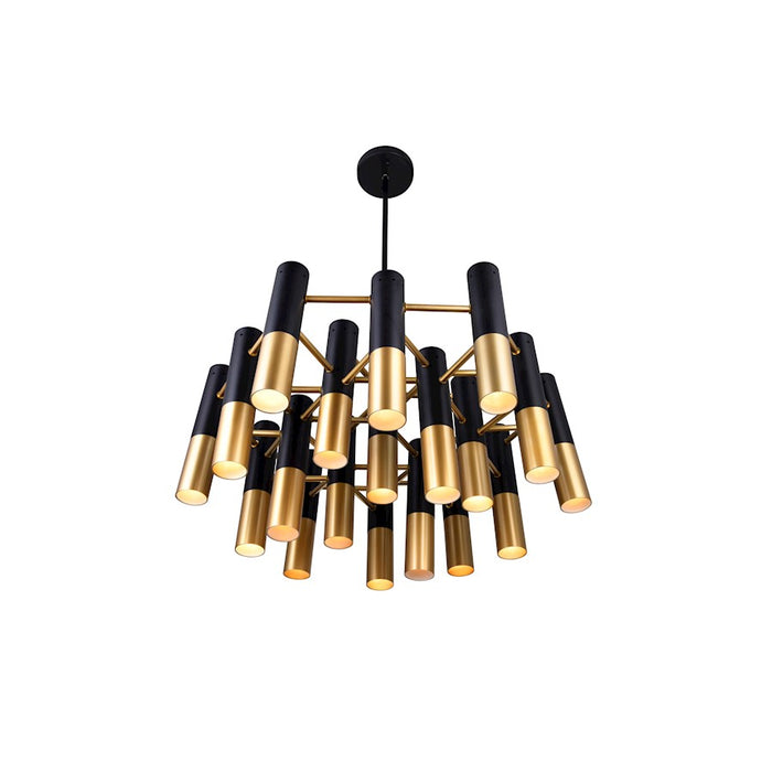 CWI Anem 19 Light Down Chandelier, Matte Black/Satin Gold