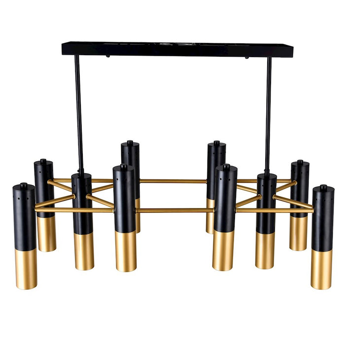 CWI Anem 10 Light Down Chandelier, Matte Black/Satin Gold