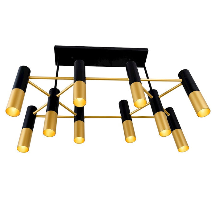 CWI Anem 10 Light Down Chandelier, Matte Black/Satin Gold