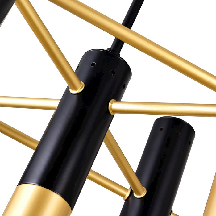 CWI Anem 10 Light Down Chandelier, Matte Black/Satin Gold
