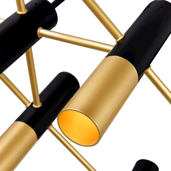 CWI Anem 10 Light Down Chandelier, Matte Black/Satin Gold