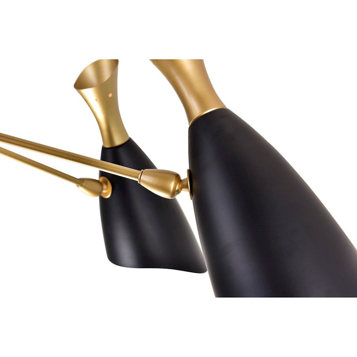 CWI Rolin 12 Light Down Chandelier, Matte Black/Satin Gold