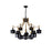 CWI Corna 12 Light Down Chandelier, Matte Black/Satin Gold