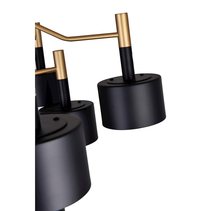 CWI Corna 12 Light Down Chandelier, Matte Black/Satin Gold