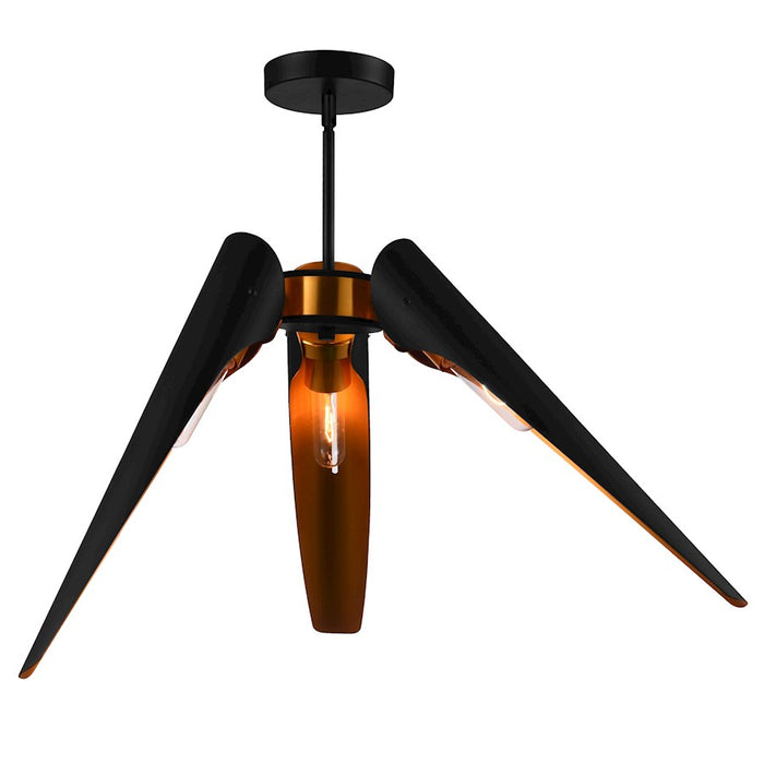 CWI Lighting Amar 3 Light Chandelier, Matte Black