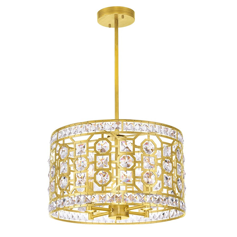 CWI Lighting Belinda 4 Light Drum Shade Chandelier, Champagne