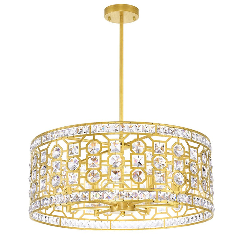 CWI Lighting Belinda 6 Light Drum Shade Chandelier, Champagne