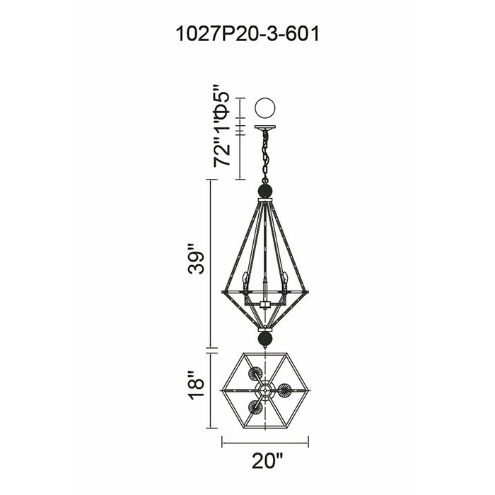 CWI Lighting Calista 2 Light Up Chandelier, Chrome