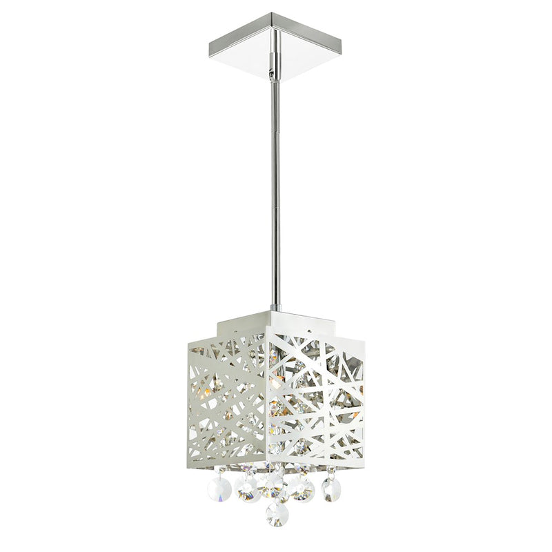 CWI Lighting Eternity 1 Light Drum Shade Mini Pendant, Chrome