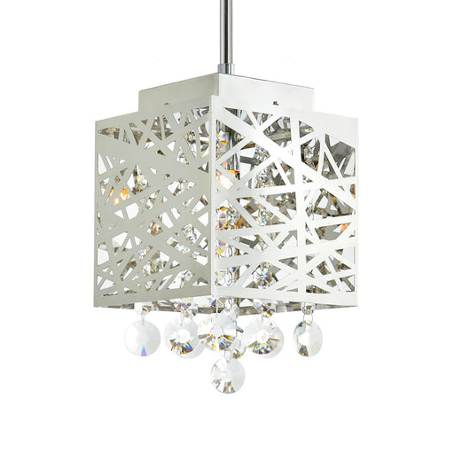 CWI Lighting Eternity 1 Light Drum Shade Mini Pendant, Chrome