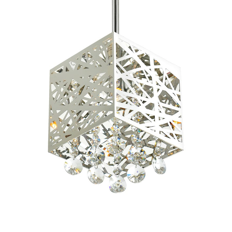 CWI Lighting Eternity 1 Light Drum Shade Mini Pendant, Chrome