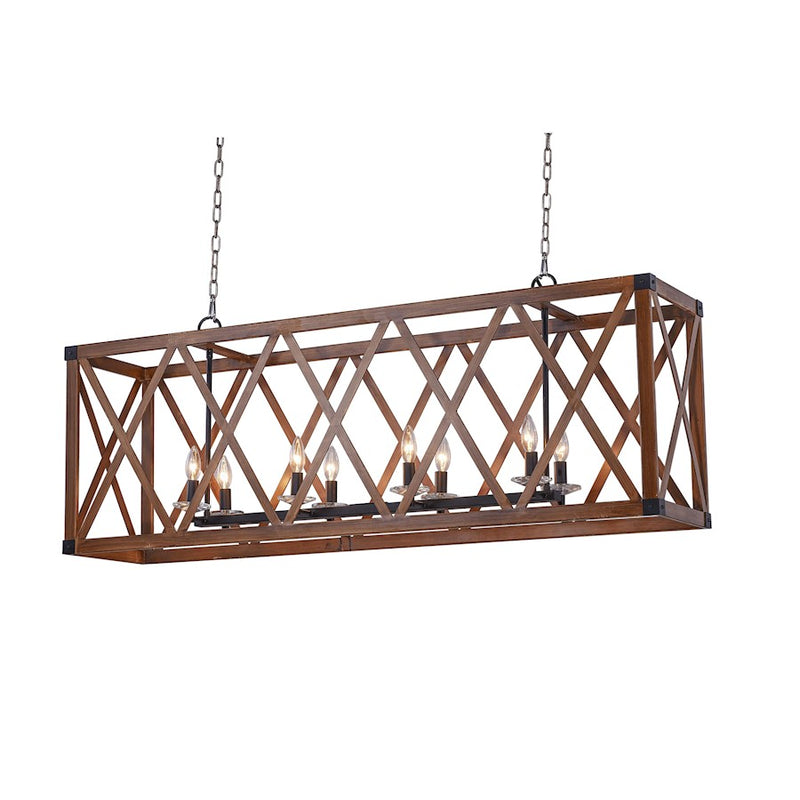 CWI Lighting Marini 8 Light Chandelier, Wood Grain Brown