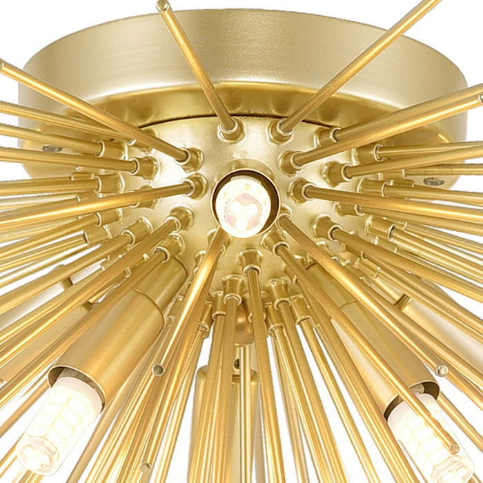CWI Lighting Savannah 6 Light Flush Mount, Gold Leaf