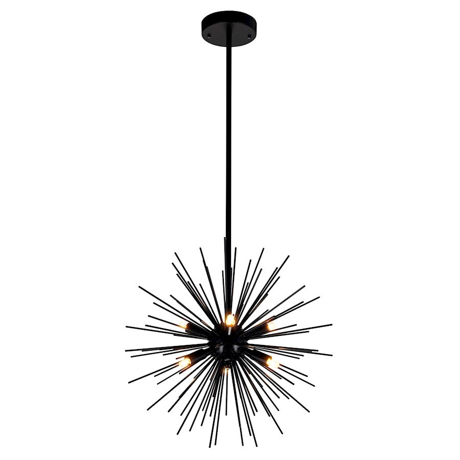 CWI Lighting Savannah 6 Light Chandelier, Black - 1034P16-6-101