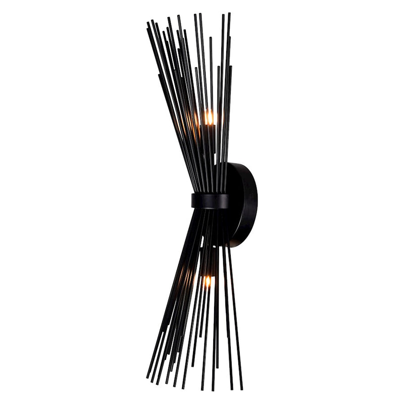 CWI Lighting Savannah 2 Light Wall Light, Black