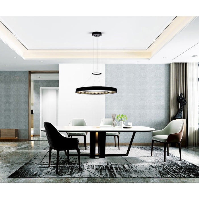 CWI Lighting Rosalina 32" Down Chandelier, Matte Black