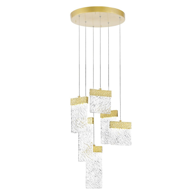 CWI Lighting Carolina Down 16" Chandelier, Gold Leaf/Clear