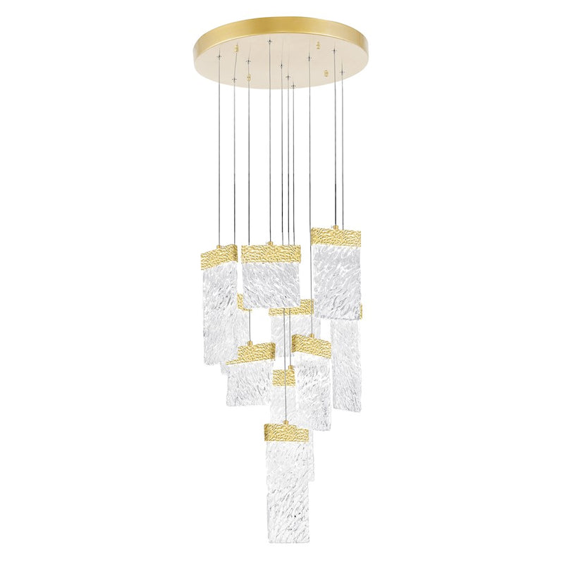 CWI Lighting Carolina Down 20" Chandelier, Gold Leaf/Clear