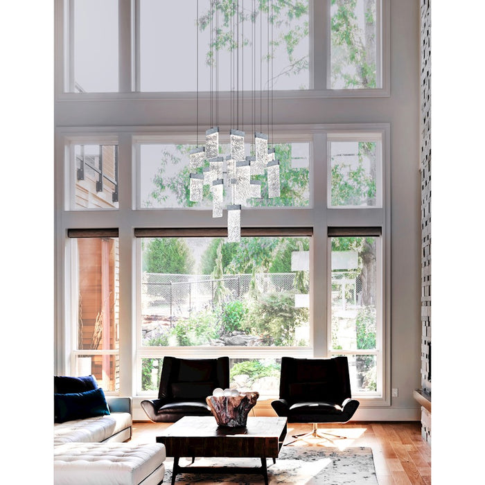 CWI Lighting Carolina Down 32" Chandelier, Pewter/Clear