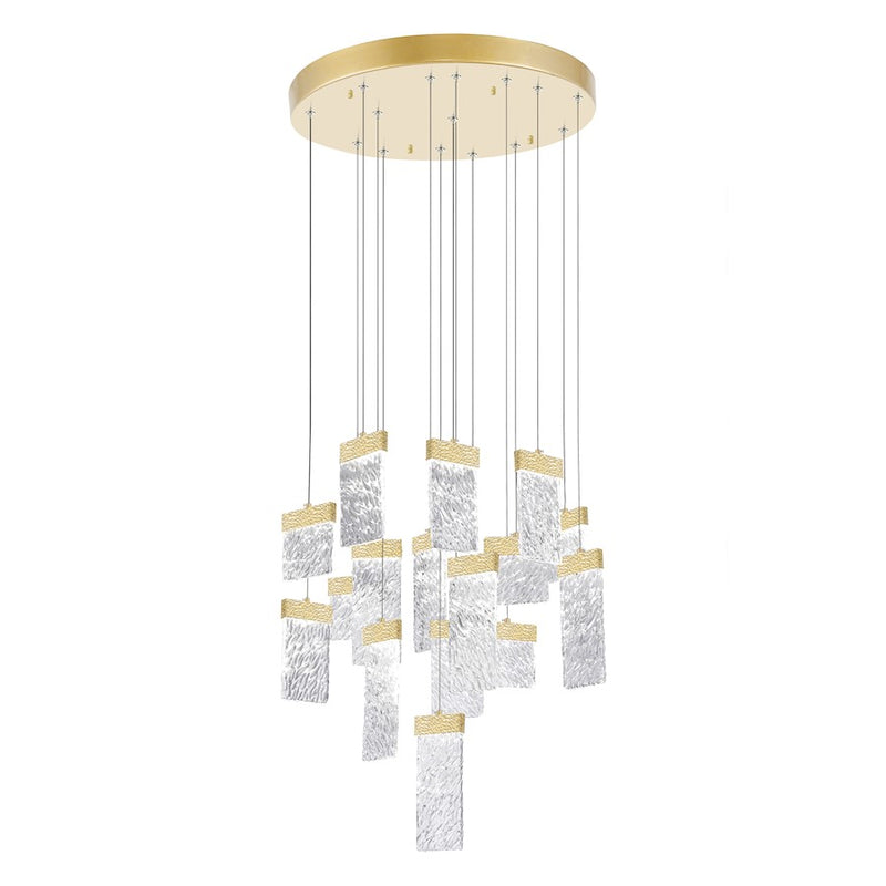 CWI Lighting Carolina Down 32" Chandelier, Gold Leaf/Clear
