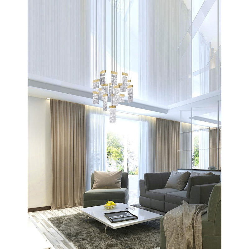 CWI Lighting Carolina Down 32" Chandelier, Gold Leaf/Clear