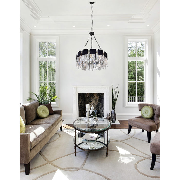 CWI Glacier 10 Light Down Chandelier, Polished Nickel/Black