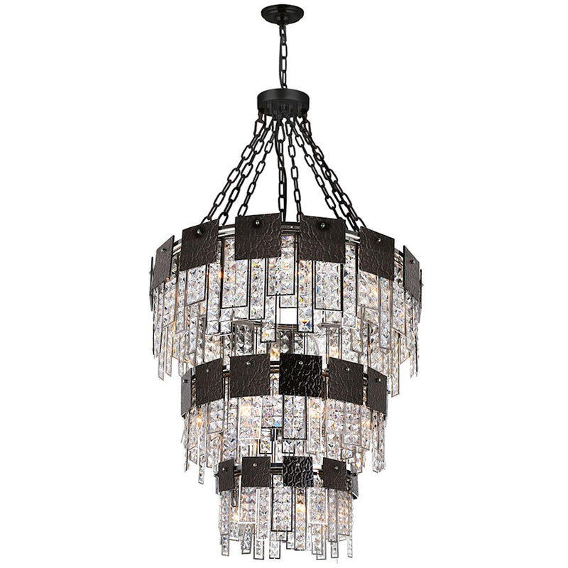 CWI Lighting Glacier 24 Light Down Chandelier, Polished Nickel