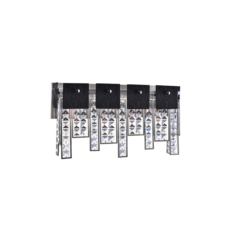 CWI Glacier 3 Light Vanity Light, Polished Nickel/Black