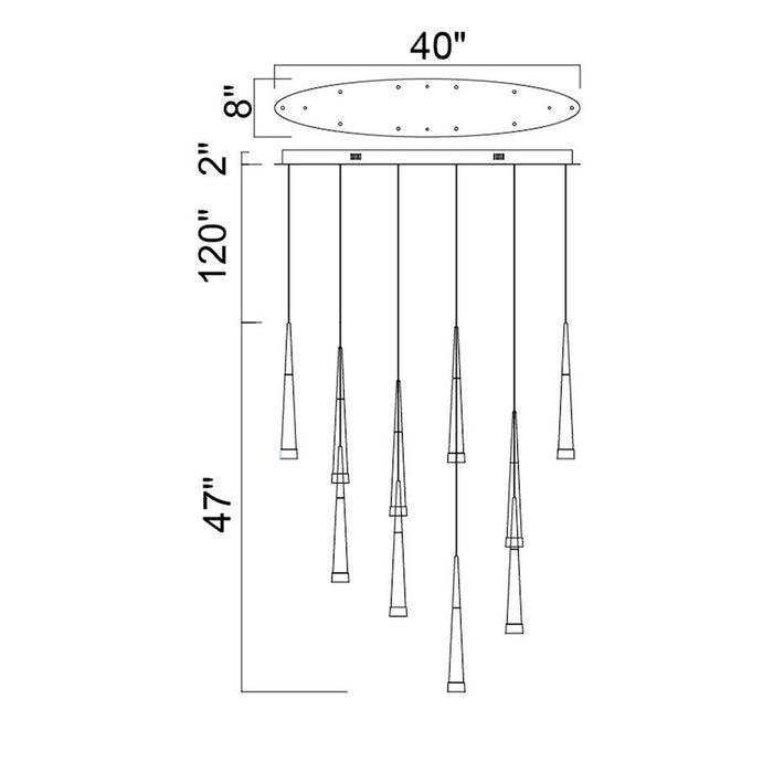 CWI Lighting Andes 40" Multi Pendant, Satin Gold