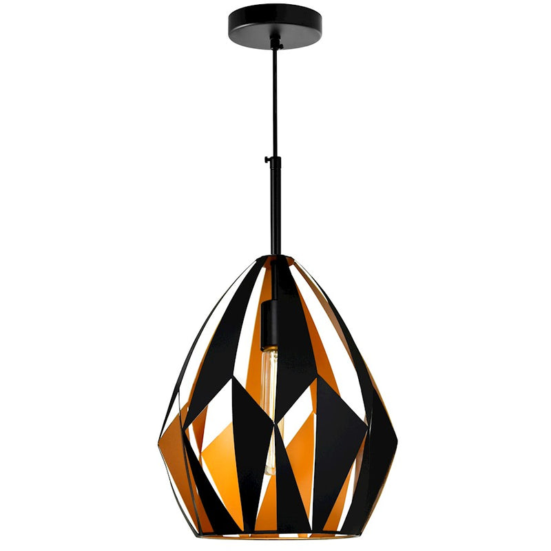 CWI Lighting Oxide 1 Light 12" Down Pendant, Black/Copper