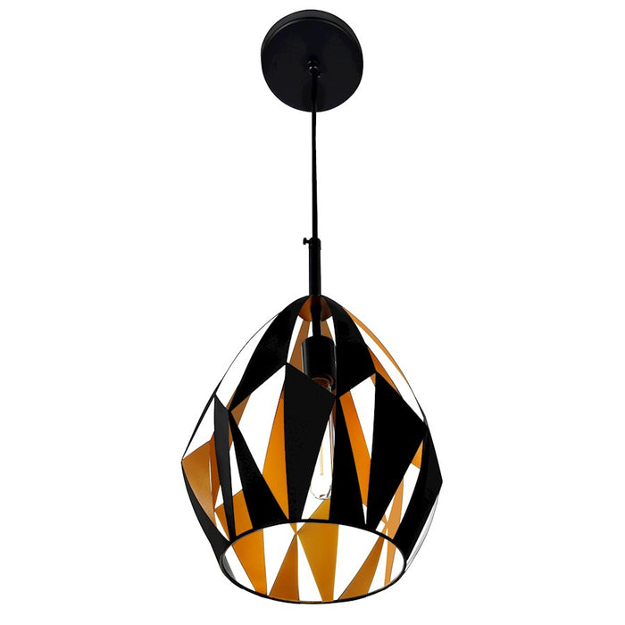 CWI Lighting Oxide 1 Light 12" Down Pendant, Black/Copper
