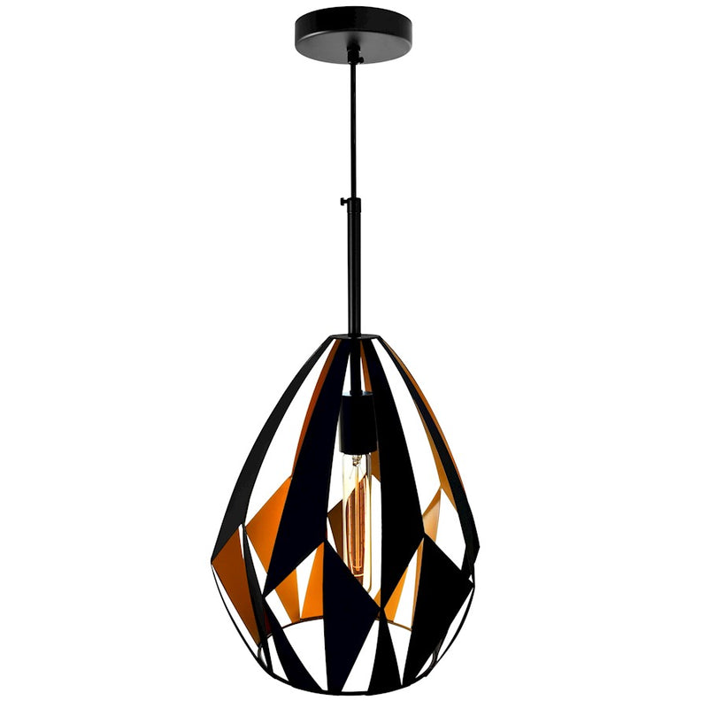 CWI Lighting Oxide 1 Light 12" Down Pendant, Black/Copper