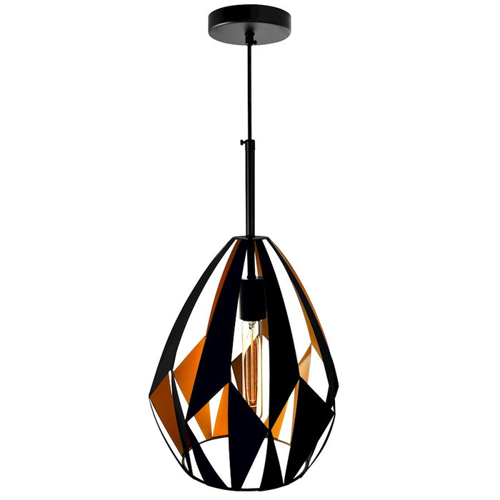 CWI Lighting Oxide 1 Light 12" Down Pendant, Black/Copper