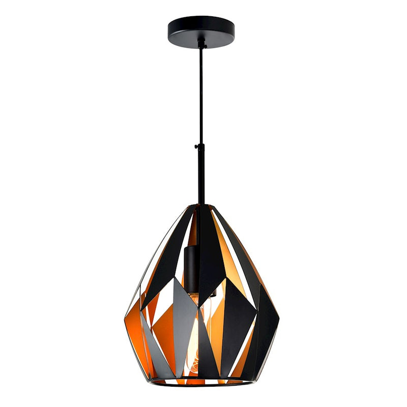 CWI Lighting Oxide 1 Light 16" Down Pendant, Black/Copper