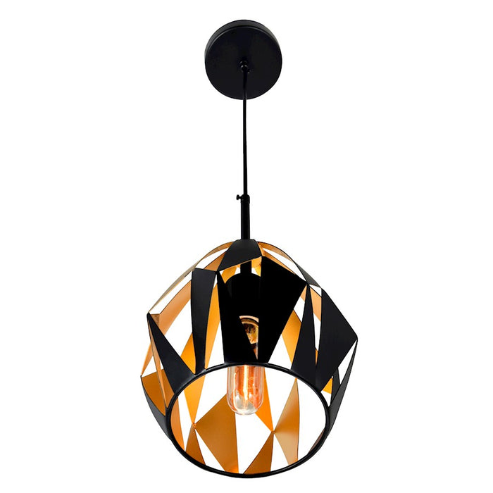 CWI Lighting Oxide 1 Light 16" Down Pendant, Black/Copper