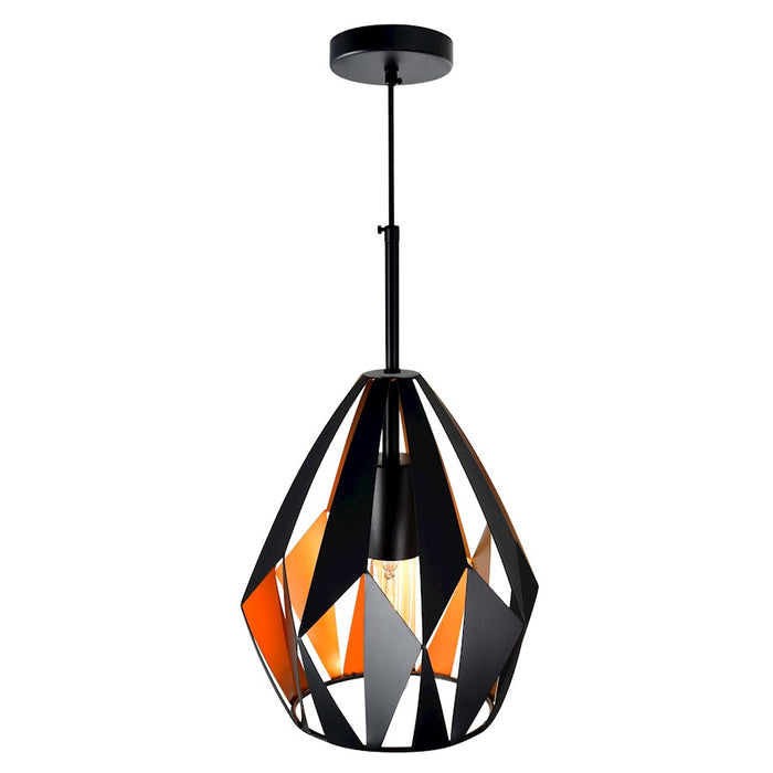 CWI Lighting Oxide 1 Light 16" Down Pendant, Black/Copper