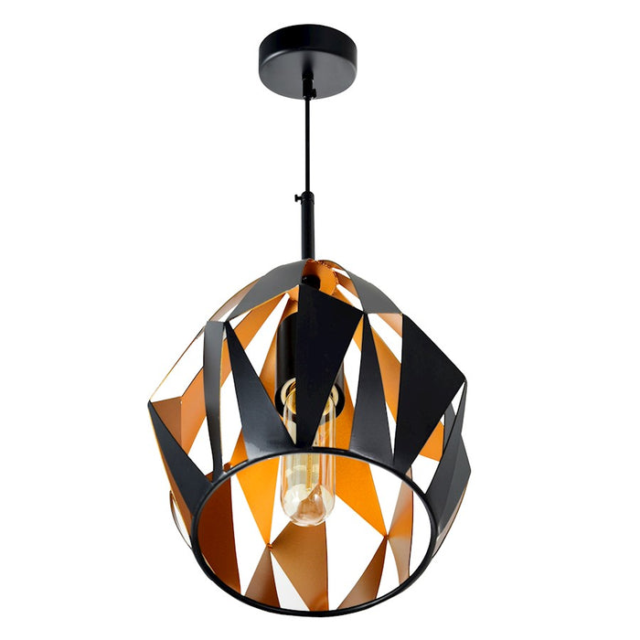 CWI Lighting Oxide 1 Light 16" Down Pendant, Black/Copper