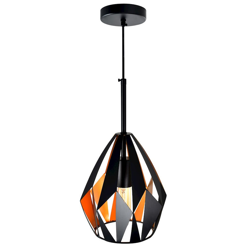 CWI Lighting Oxide 1 Light Down Mini Pendant, Black/Copper