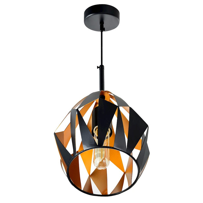 CWI Lighting Oxide 1 Light Down Mini Pendant, Black/Copper