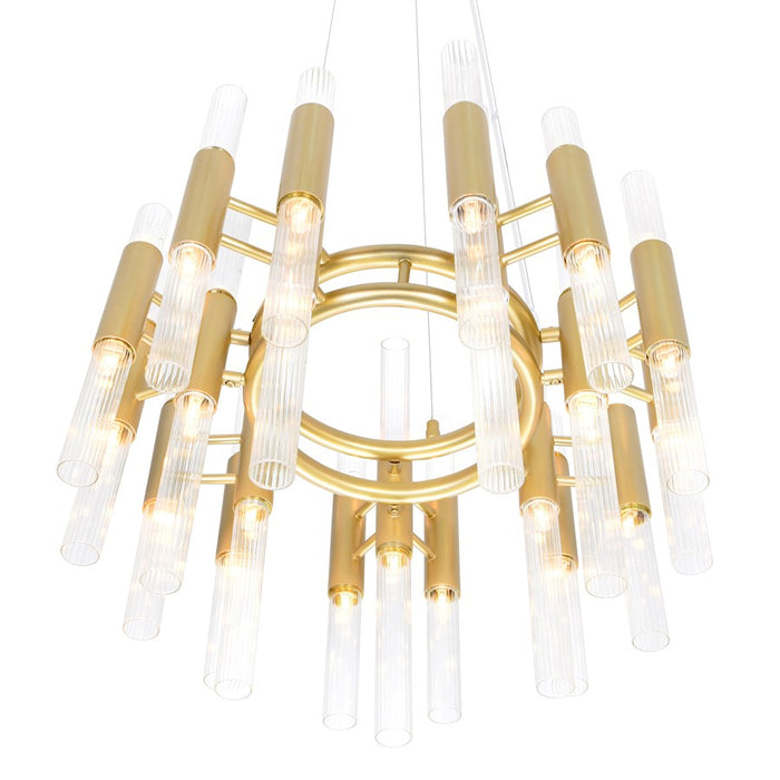 CWI Lighting Orgue 42 Light Down Chandelier, Satin Gold/Clear