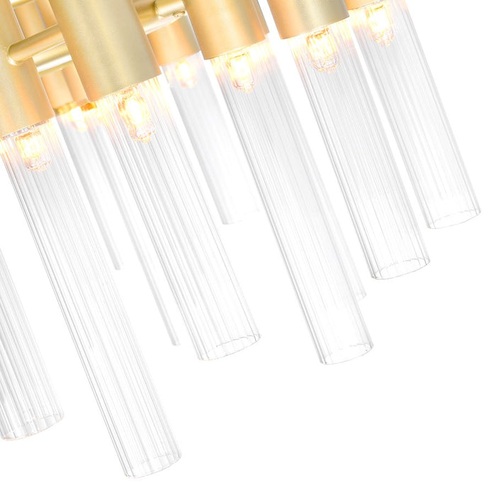 CWI Lighting Orgue 42 Light Down Chandelier, Satin Gold/Clear