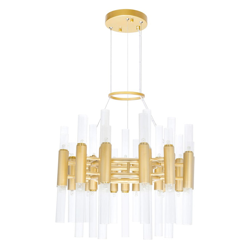 CWI Lighting Orgue 42 Light Down Chandelier, Satin Gold/Clear