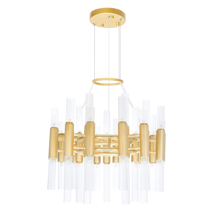CWI Lighting Orgue 42 Light Down Chandelier, Satin Gold/Clear