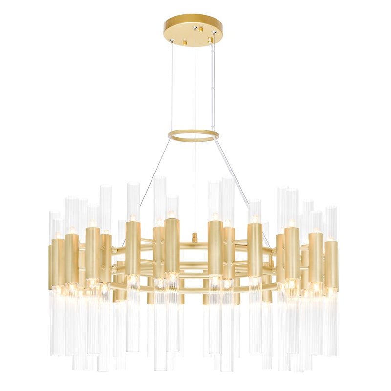 CWI Lighting Orgue 72-Lt 32" Down Chandelier, Satin Gold/Clear