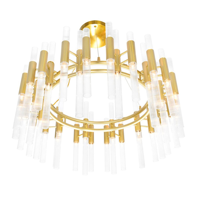 CWI Lighting Orgue 72-Lt 32" Down Chandelier, Satin Gold/Clear