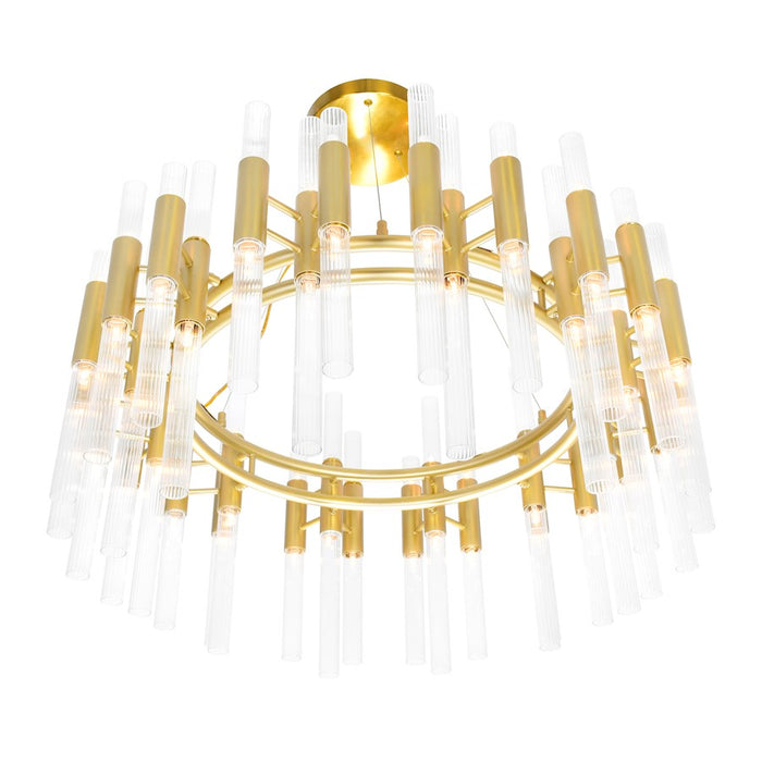 CWI Lighting Orgue 72-Lt 32" Down Chandelier, Satin Gold/Clear