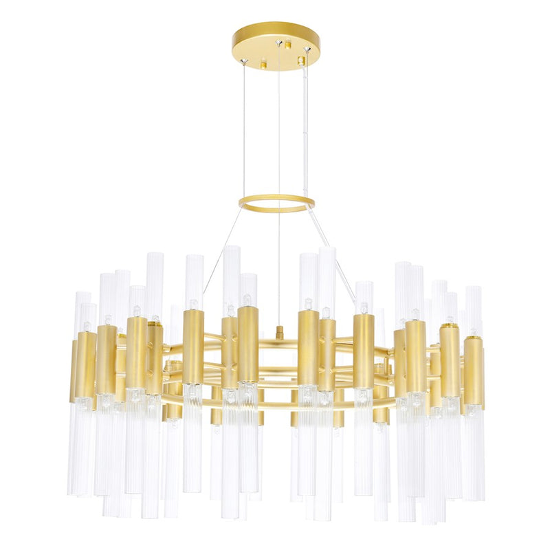 CWI Lighting Orgue 72-Lt 32" Down Chandelier, Satin Gold/Clear