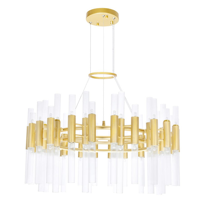 CWI Lighting Orgue 72-Lt 32" Down Chandelier, Satin Gold/Clear