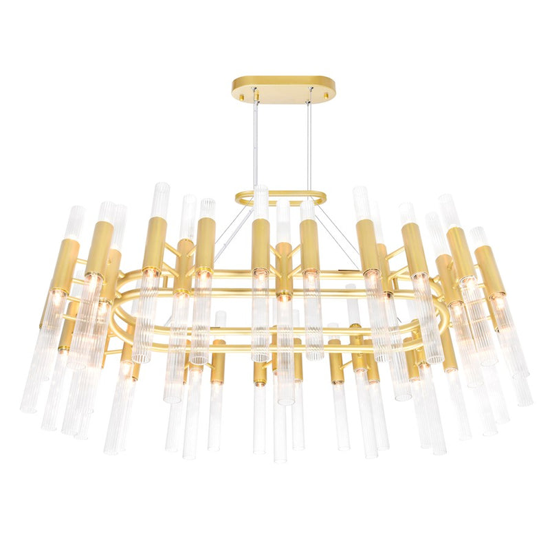 CWI Lighting Orgue 72-Lt 39" Down Chandelier, Satin Gold/Clear
